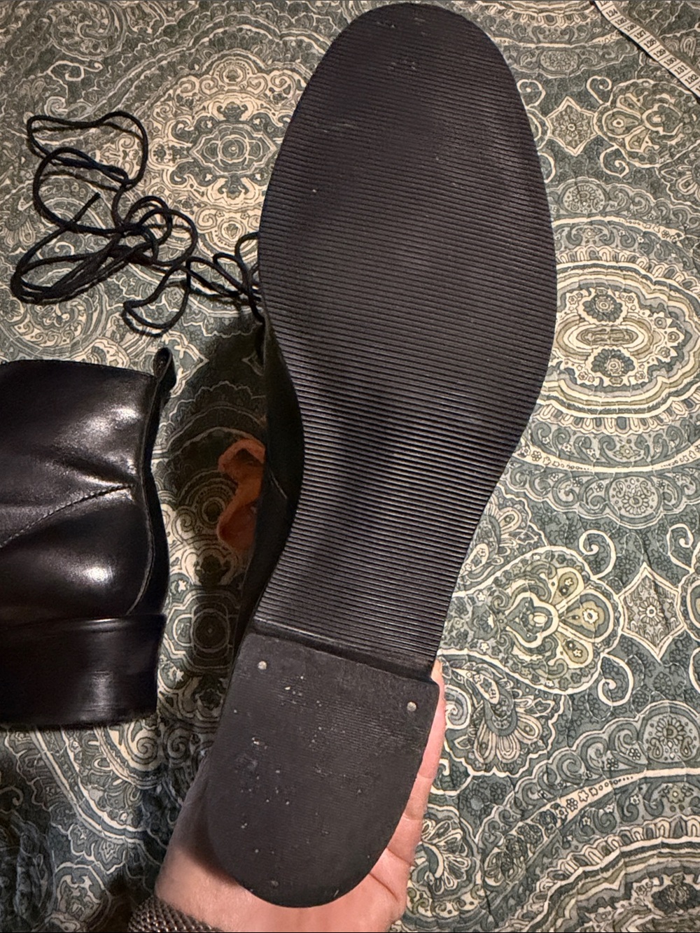 Vintage - LEATHER LACE UP BOOTS - Bandolino - original black laces - SZ 8M - Picture 9 of 13